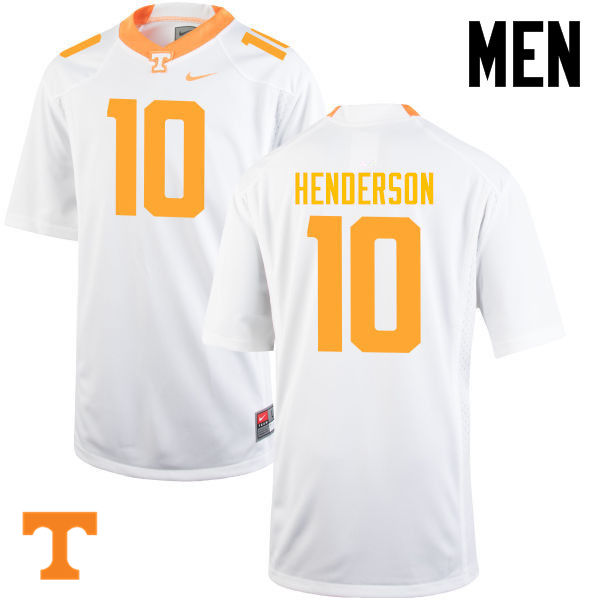 Men #10 D.J. Henderson Tennessee Volunteers College Football Jerseys-White